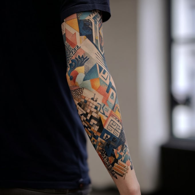 draw quick geometric color tattoo design for you