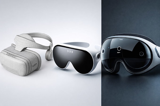 design xr VR ar headsets and smart glasses 3d product prototype for electronic