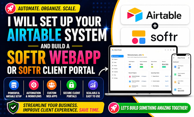 set up airtable automation and a softr web app for your business