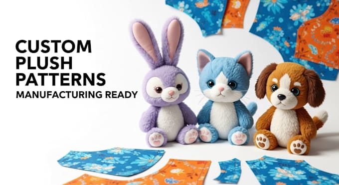 create plush toy tech pack, sewing pattern for manufacturing
