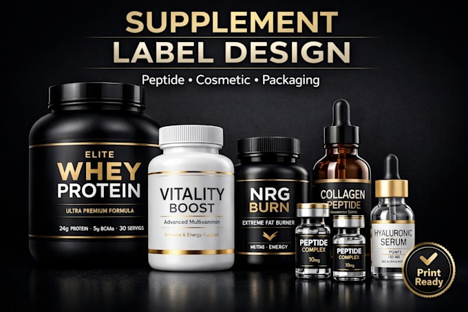 design supplement label and peptide packaging