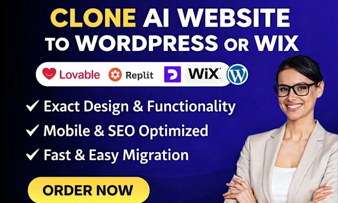 convert lovable, durable or replit ai website to wordpress wix squarespace fast