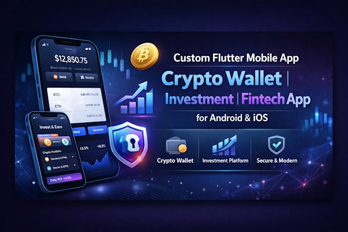 custom flutter mobile app crypto wallet investment fintech app for android ios