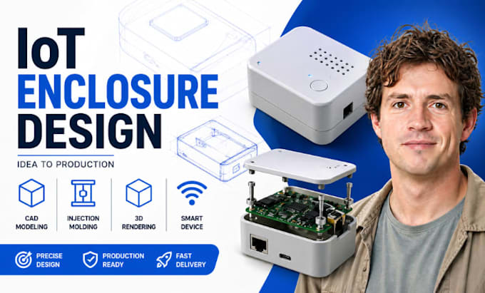 iot enclosure cad modeling, injection molding, smart device 3d rendering cad