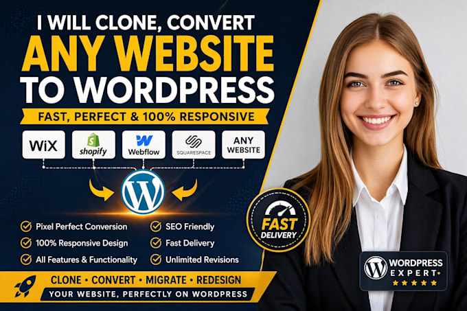 clone convert or migrate any website to wordpress, shopify fast and perfectly