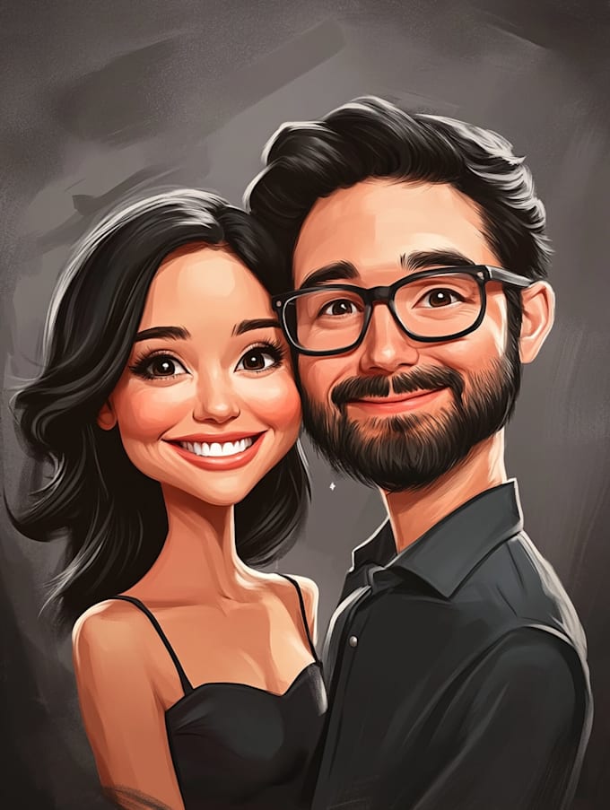 create professional caricatures for couples or wedding gift