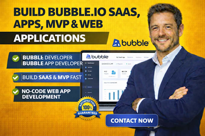 build bubble io web app, saas mvp,ai app, and crm as expert bubble developer