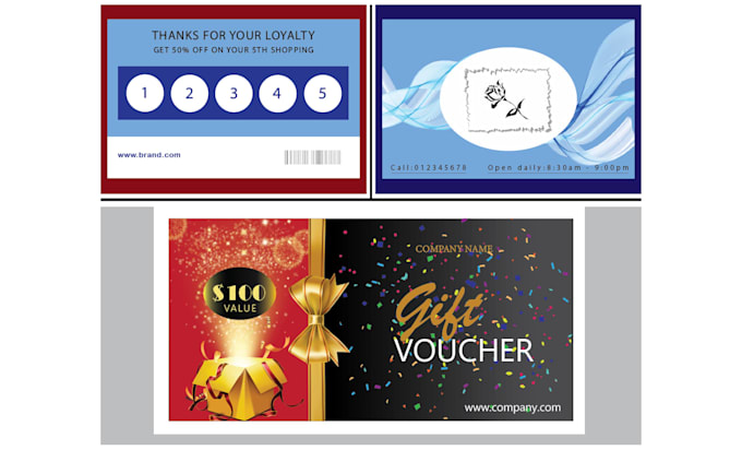 design gift card, gift voucher, loyalty card, coupons