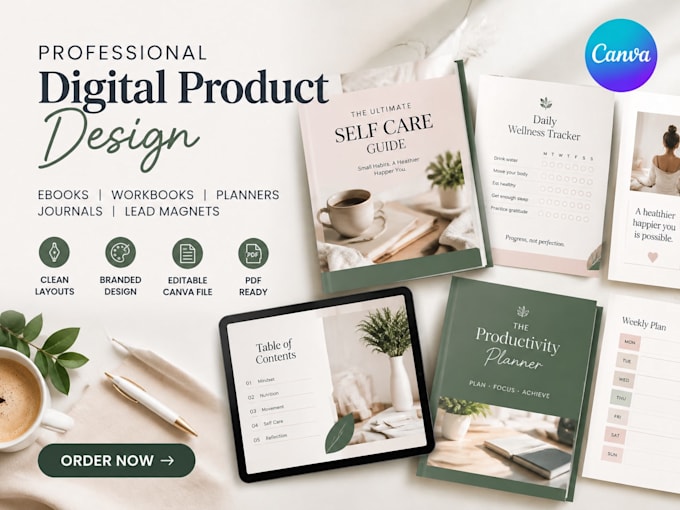 design, edit, format ebook, workbook, planner, journal and lead magnet in canva