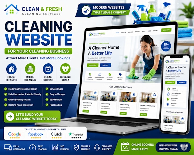 cleaning website cleaning service house cleaning office cleaning booking koala
