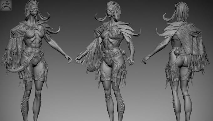 model 3d humanoid character in zbrush,3d creature, epic skeletal rig,pbr texture