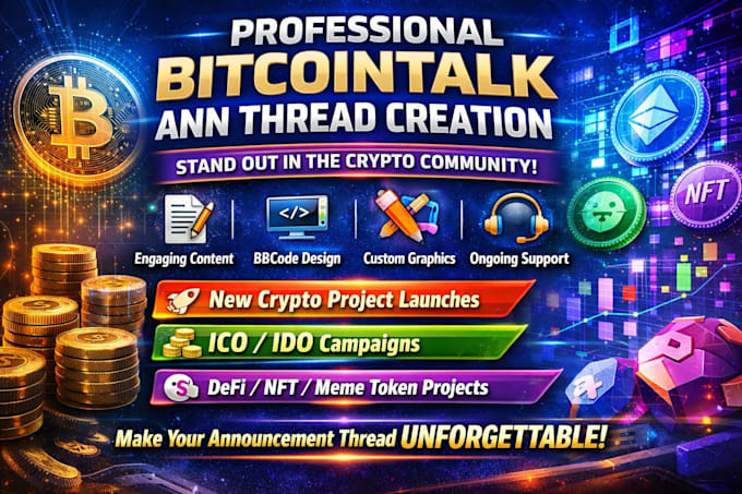 create bitcointalk ann thread, manage crypto airdrop, giveaway and contest