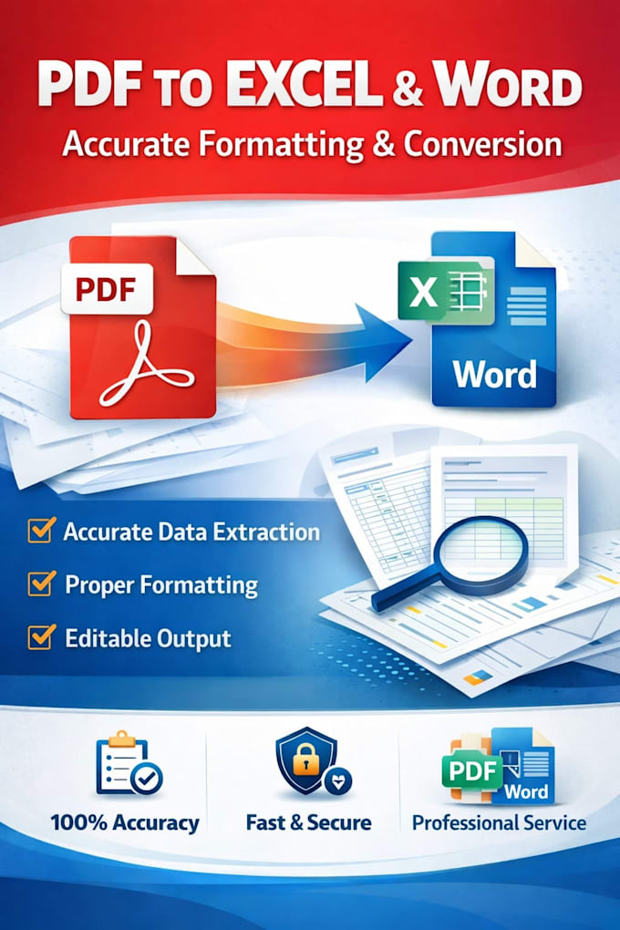 convert PDF to excel or word with accurate data formatting and conversion