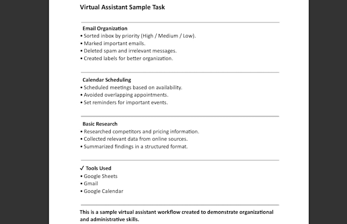 be virtual assistant for data entry, excel and admin support