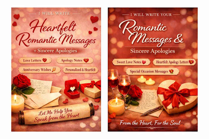 write heartfelt romantic messages and sincere apologies