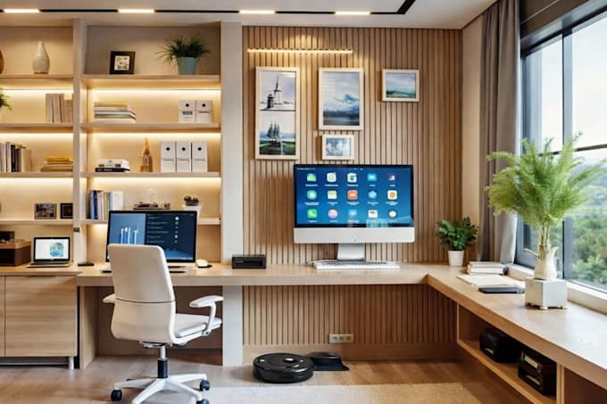 design modern office cabinet with smart storage for workspace using autocad