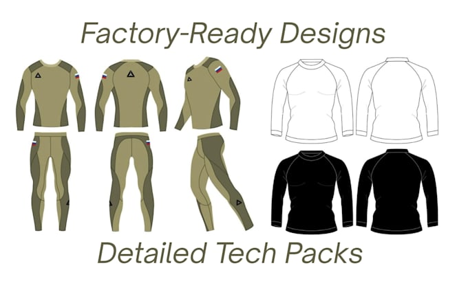 create performance compression shirts tech pack design for gym sports brands