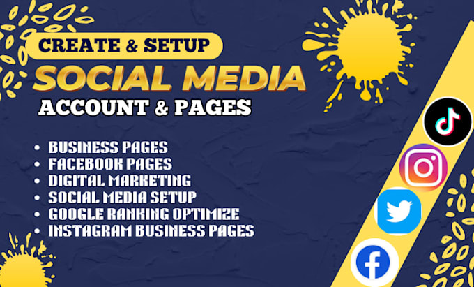 create social media profile setup for facebook instagram tiktok business account