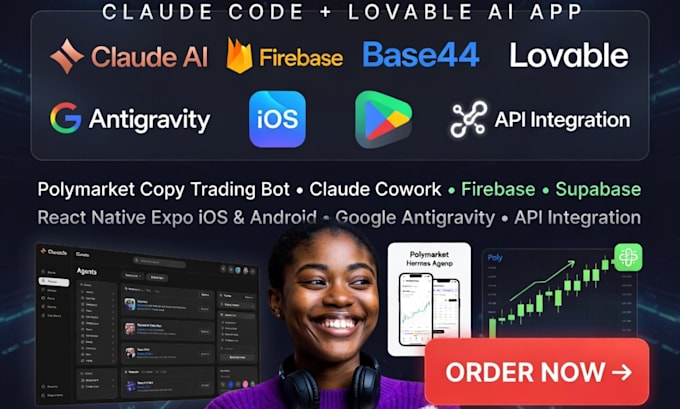 claude code polymarket copy trading bot claude cowork lovable ai app firebase