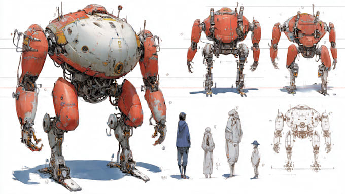 draw or design mechs robots concepts