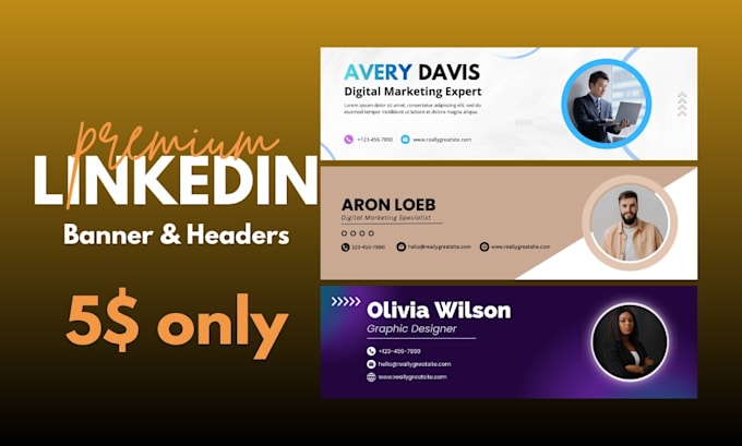 design premium linkedin banner and headers
