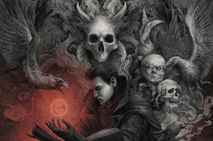 draw dark, punk, goth, horror character in comic like style