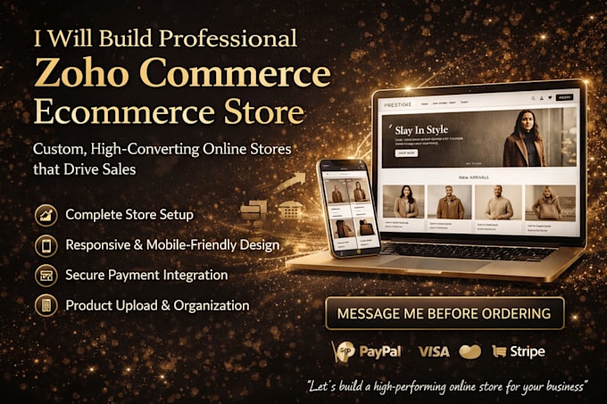 build professional zoho commerce ecommerce website with full setup