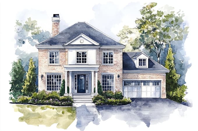 watercolor a house portrait
