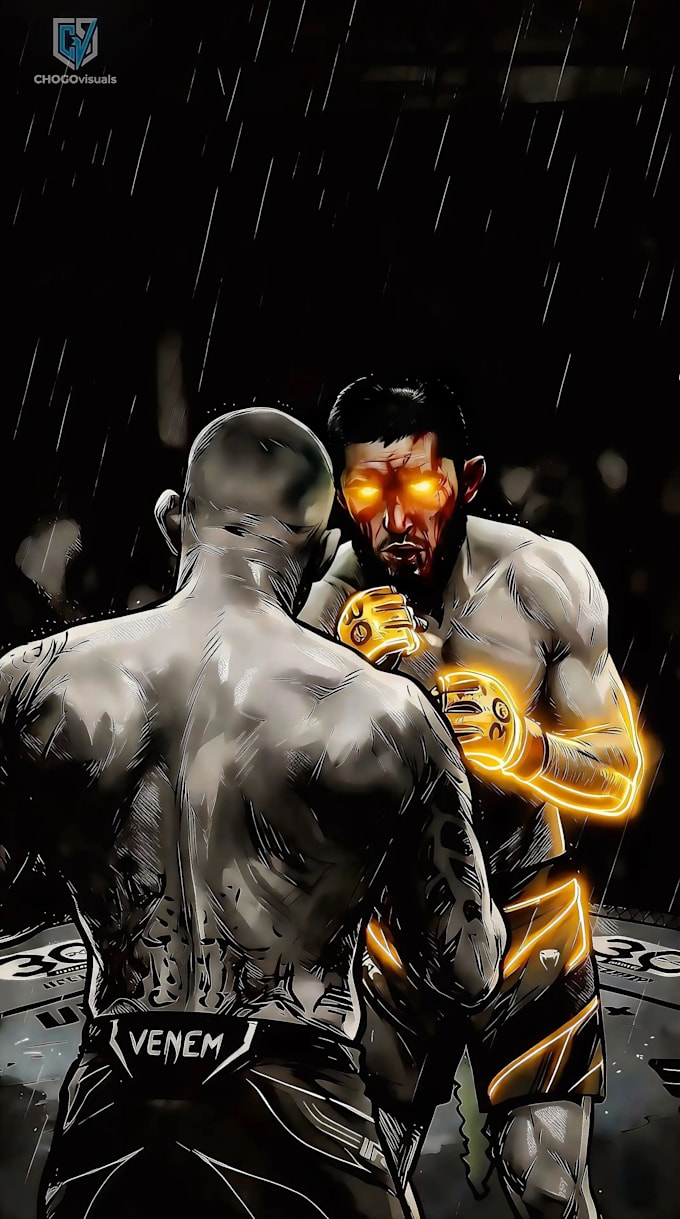 create neo noir MMA, ufc fighter illustrations