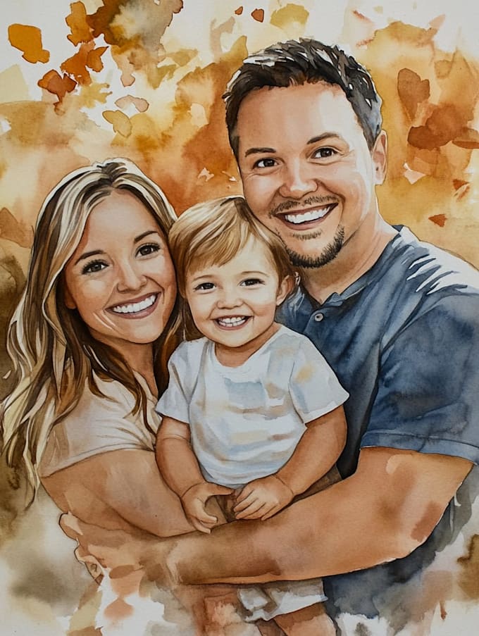 create a watercolor family portrait