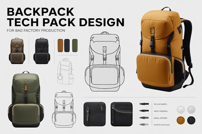 do backbag for hardware sheet size spec ,tech sketches camping totes bag tech
