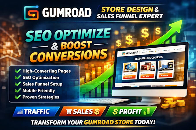 gumroad store design SEO optimize high conversion sales funnel expert