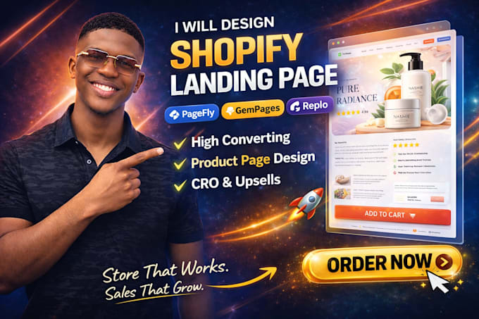 design shopify landing page or product page using pagefly gempages