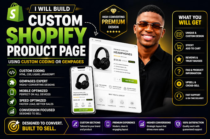 build a custom shopify product page using custom coding or gempages
