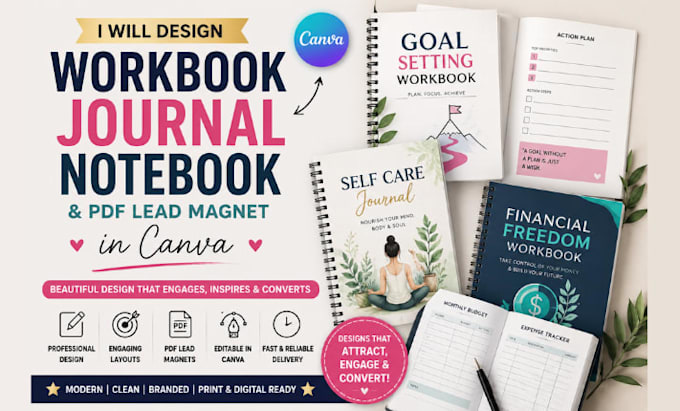 do workbook journal book design notebook and pdf lead magnet canva book design