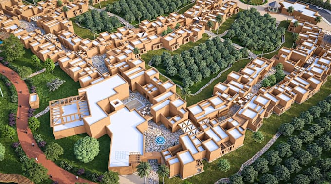 render 3d resort masterplan, residential complex design,3d site landscape visual