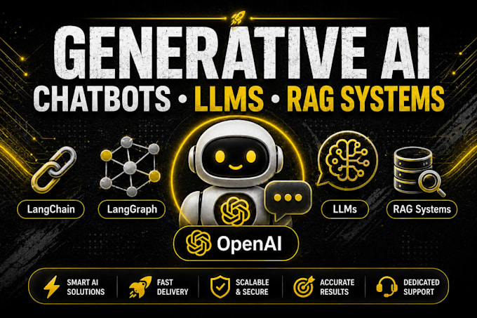build generative ai, ai chatbot, llms, rag systems with langchain and langgraph