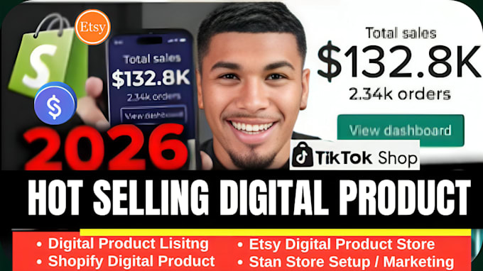 build 7figure shopify digital product store, etsy shop, stan store digital store