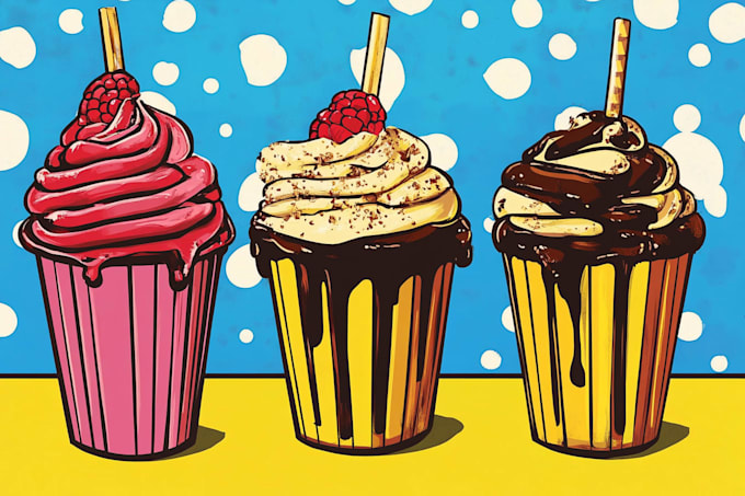 design creative pop art food illustrations for restaurants