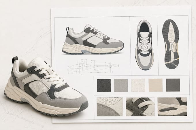 create shoe tech pack footwear design sneakers technical drawing