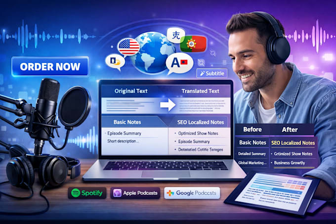 translate your podcast and create SEO localized  globally