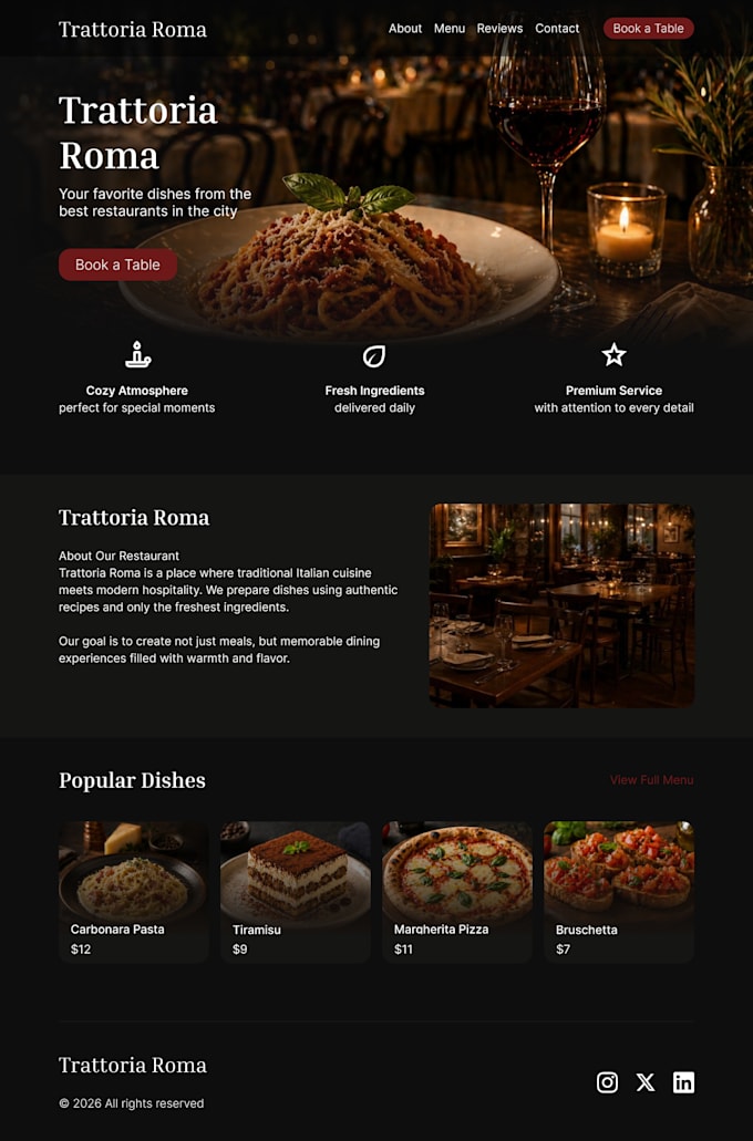 design a modern food delivery website