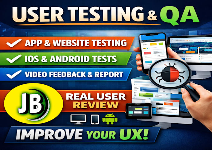 do user testing website testing app testing QA with video feedback details