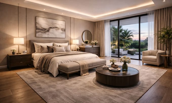 design interior and exterior lighting with realistic 3d  render