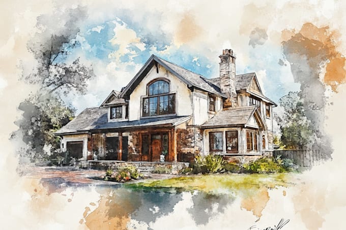 paint watercolor house portrait
