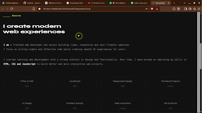 create a front end portfolio or landing page