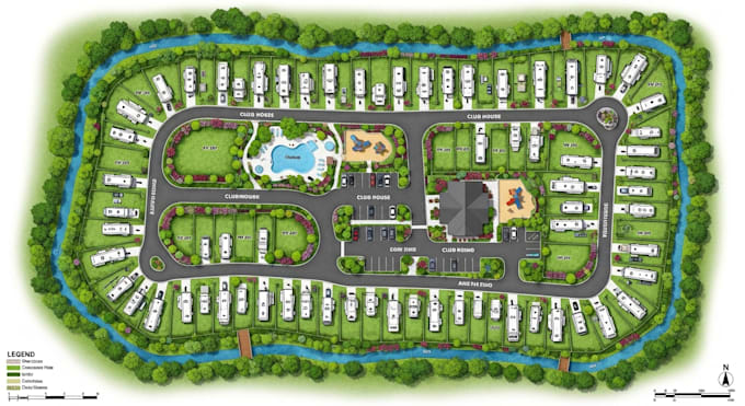 Render site plan rv park, landscape development for real estate by ...