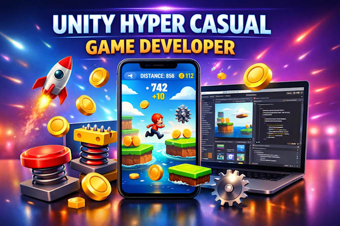 develop a hyper casual mobile game in unity for android and ios