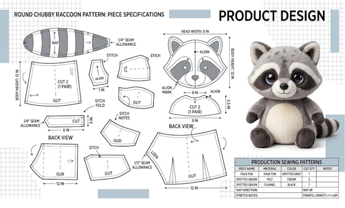 create production ready custom plushie sewing pattern from your image