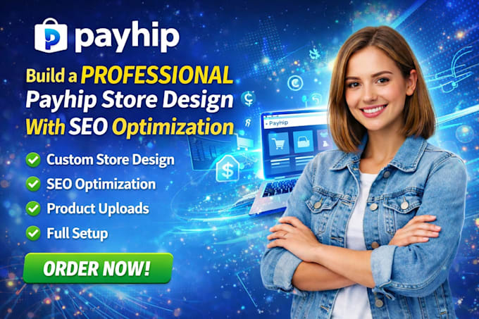 build a professional payhip store design with SEO optimization